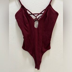 Express One Eleven Wine Bodysuit Size Small